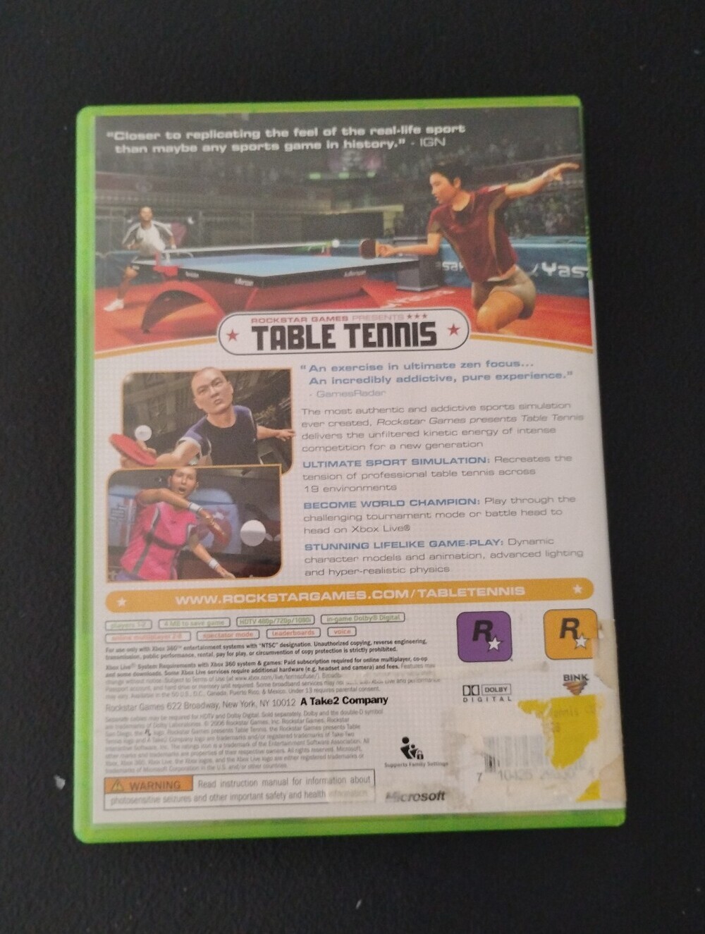 Rockstar Games Presents Table Tennis (Xbox 360) - Complete CIB w/ Manual - Picture 3 of 3